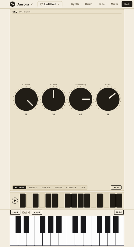 Oscillore's step sequencer view.